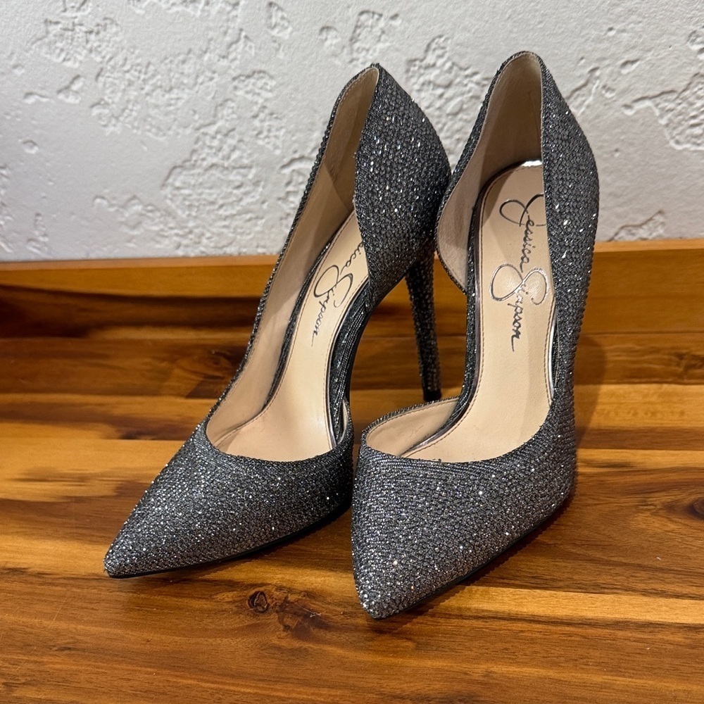 Jessica Simpson Claudette Sparkling Metal Alloy D’Orsay Pumps